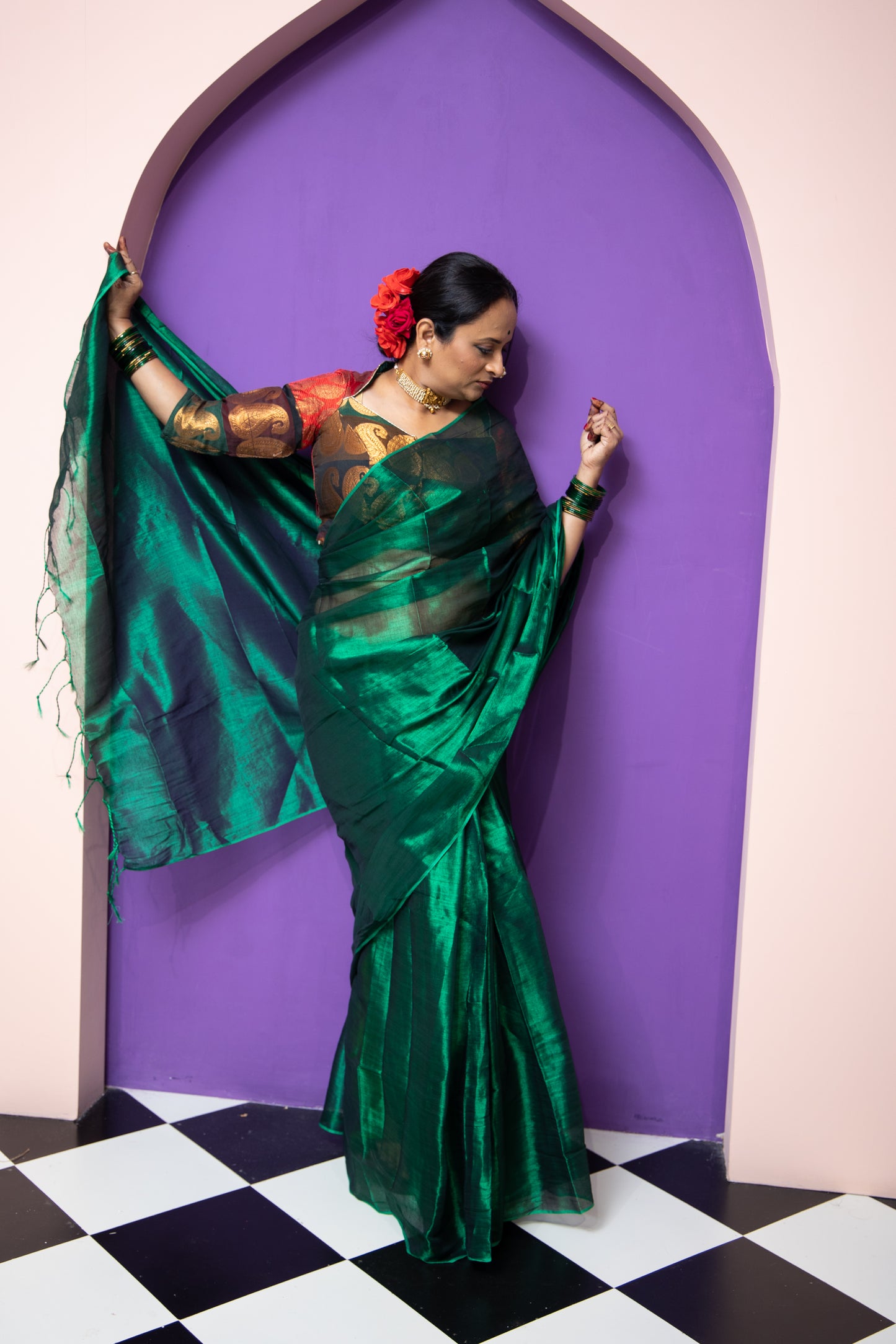 Green Tissue Saree