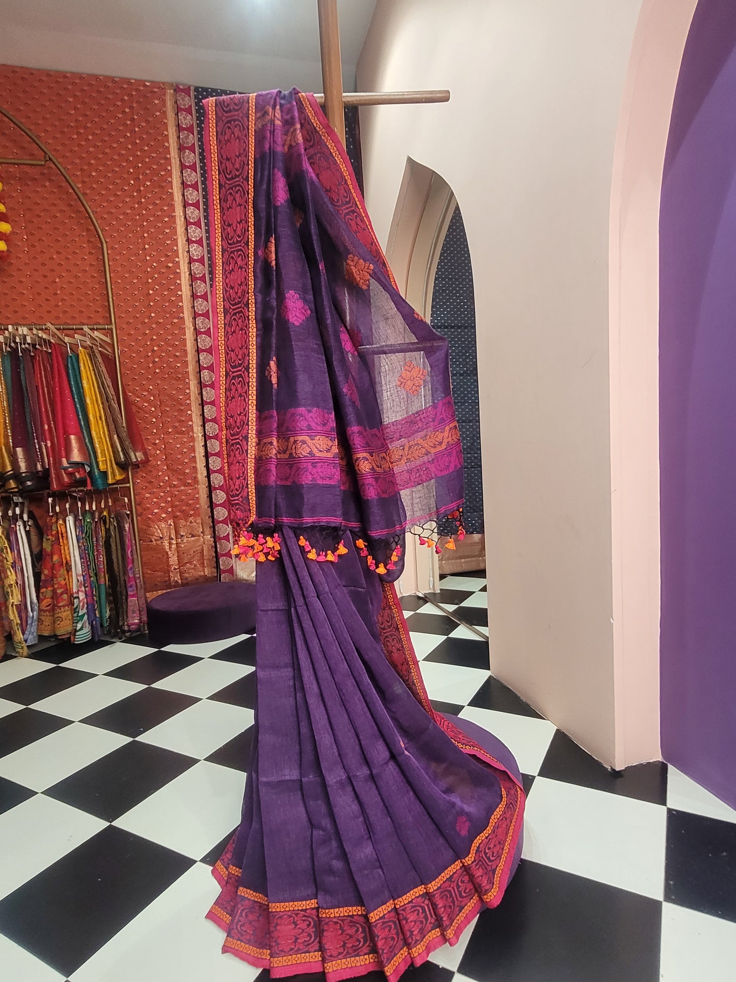 Jamdani Linen purple