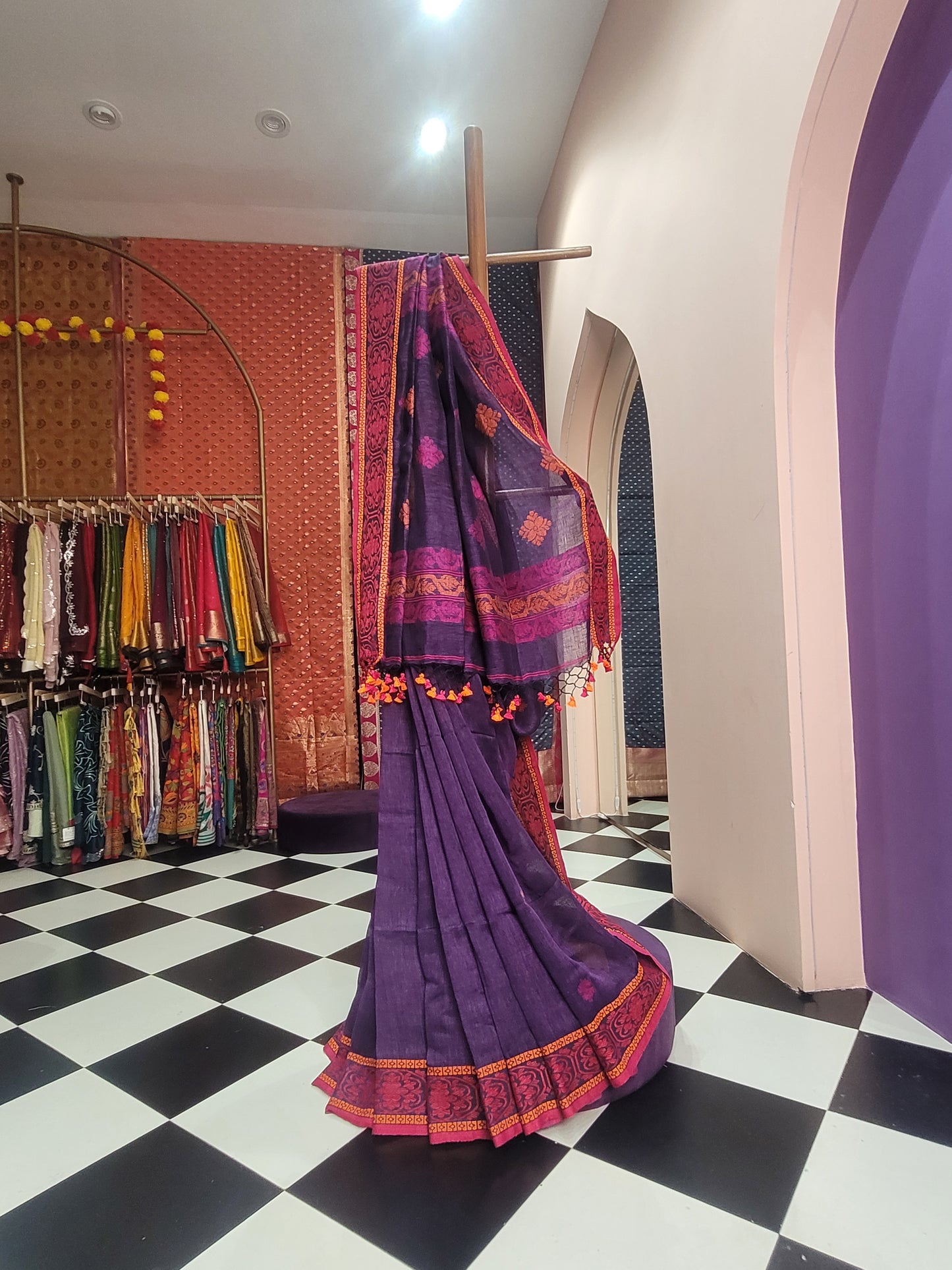 Jamdani Linen purple