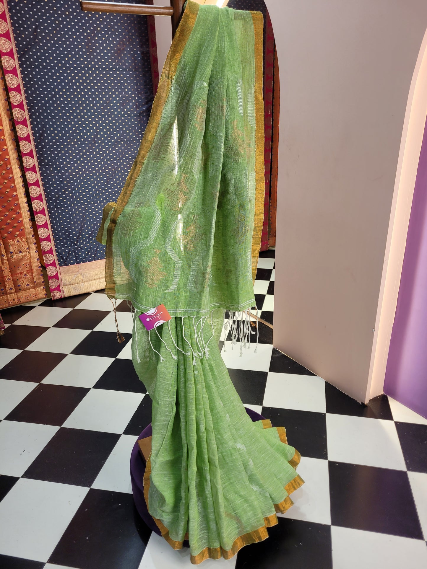 Jamdani Linen Fresh Green