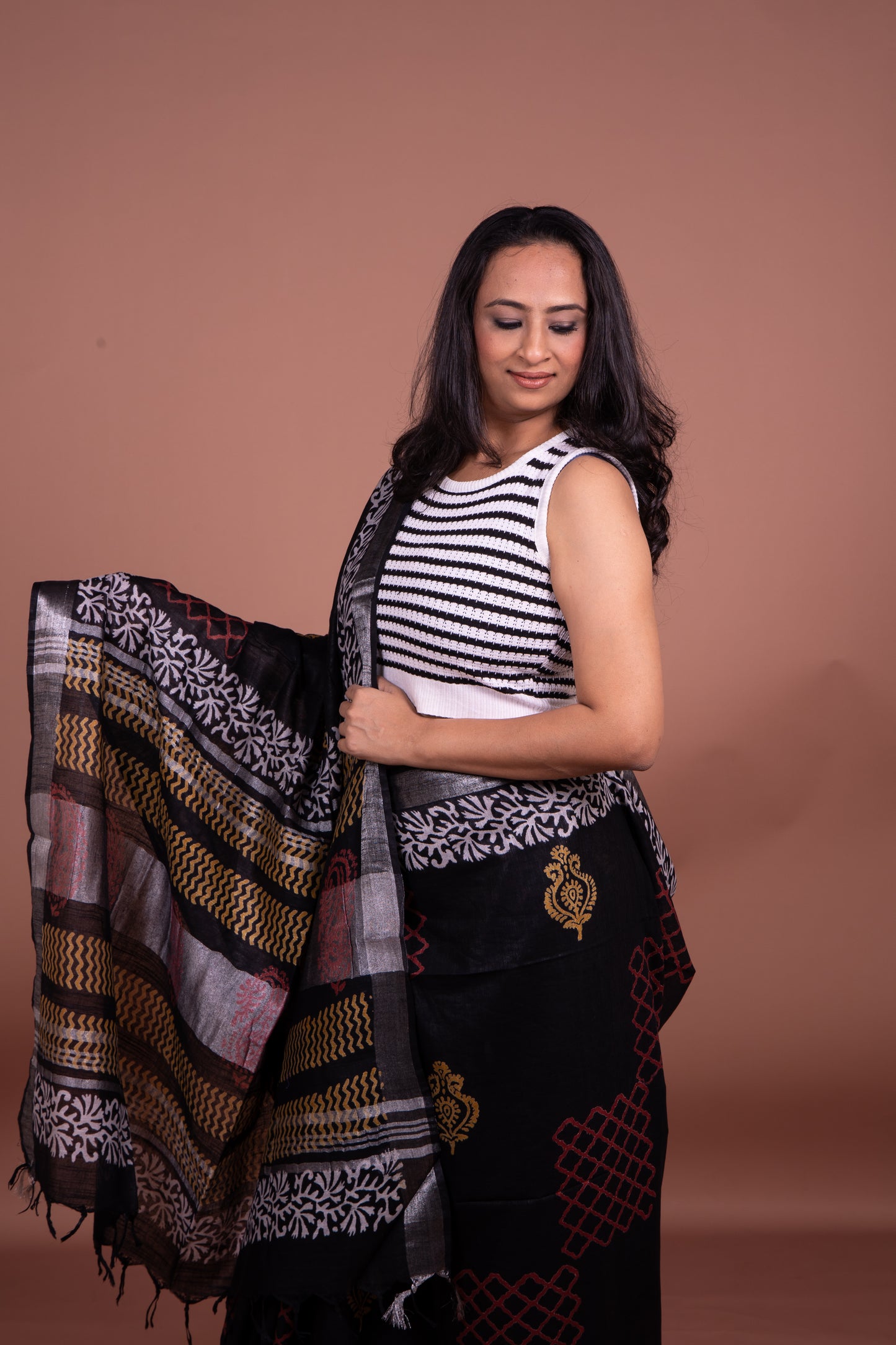 Black and White Saree