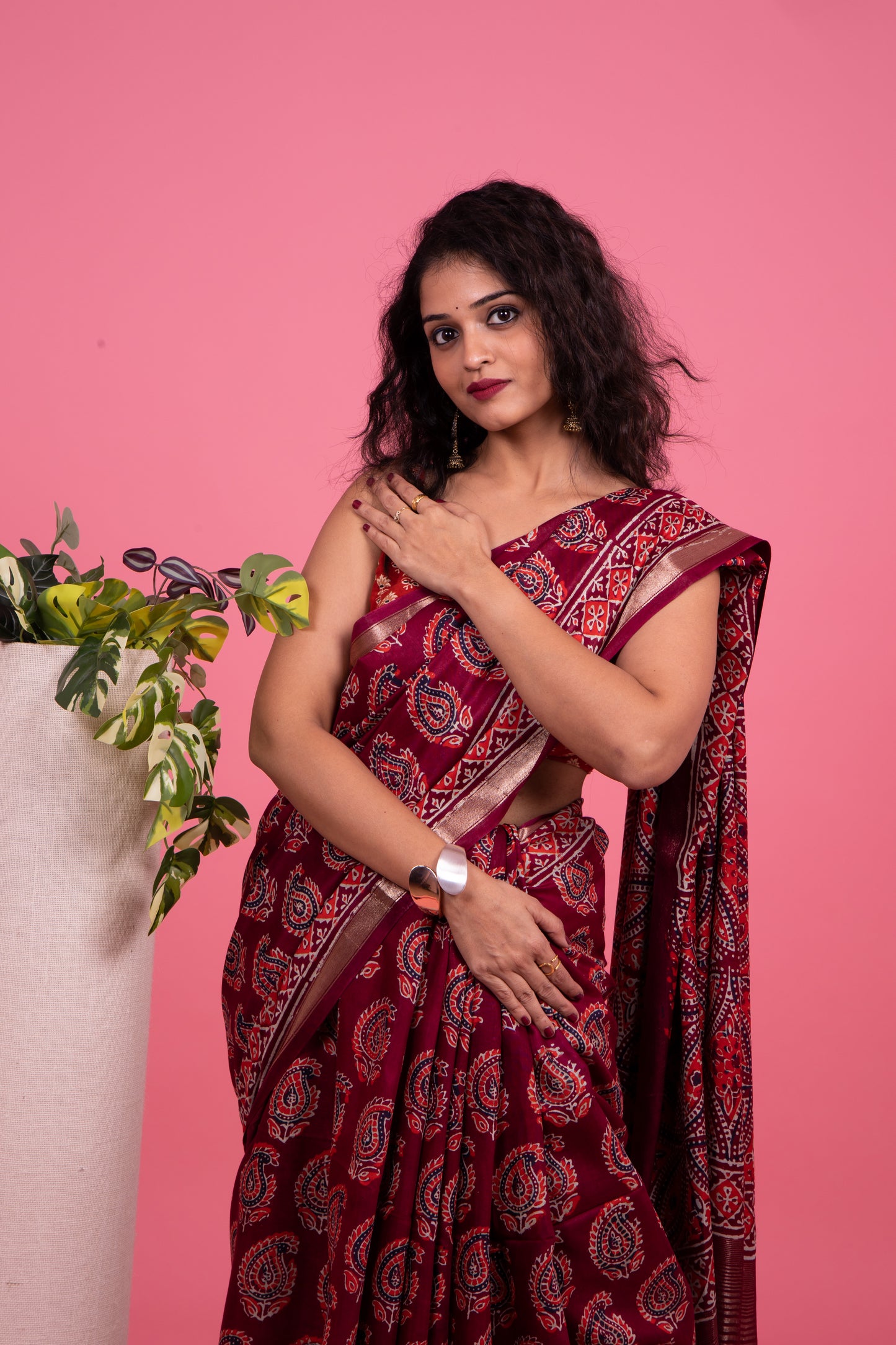 Crepe Silk Maroon Saree