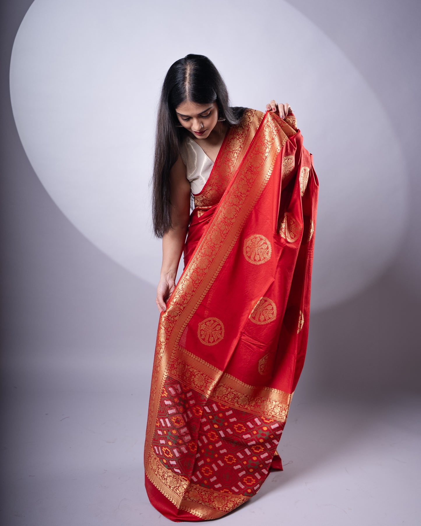 Red Cellulose Silk Saree