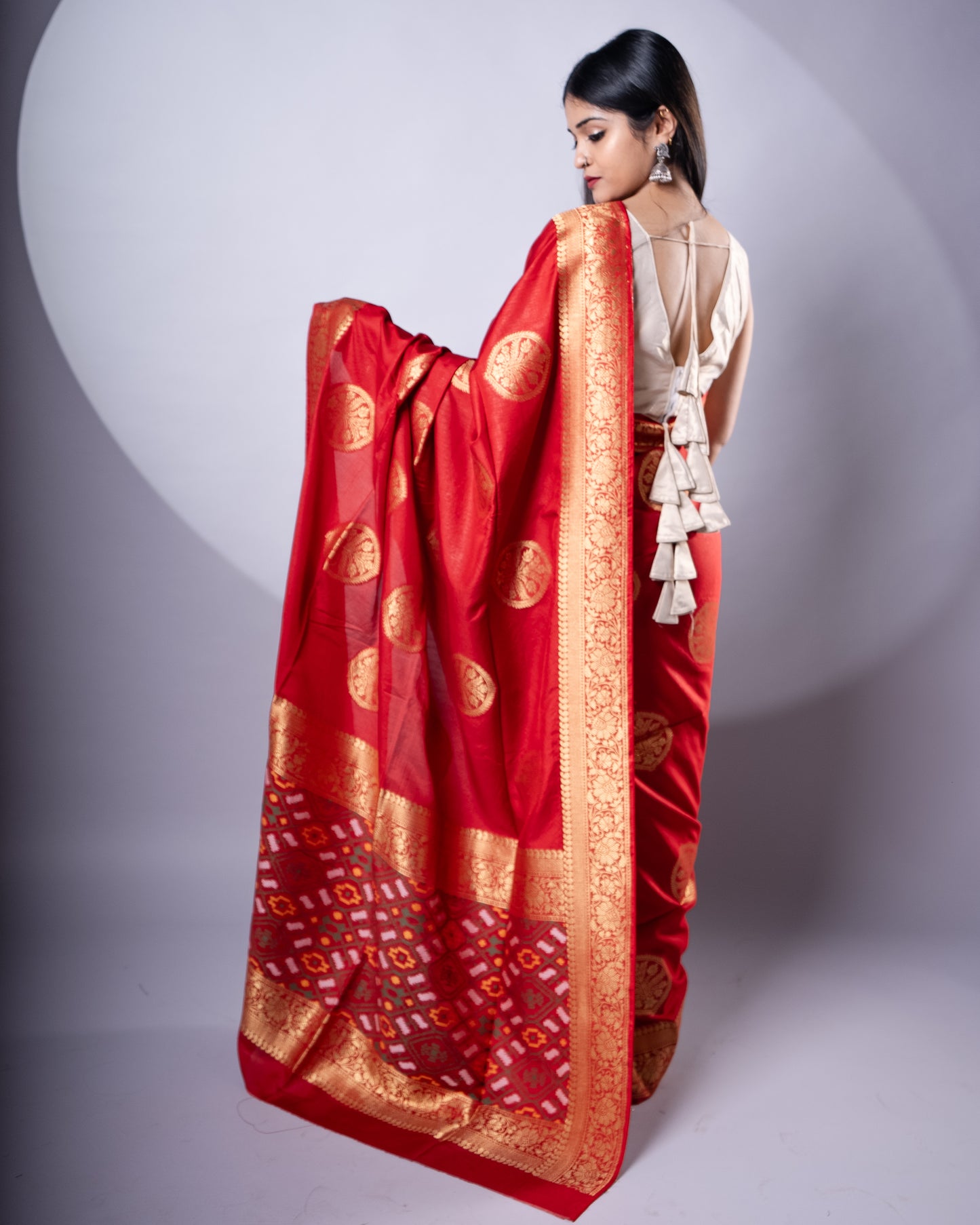 Red Cellulose Silk Saree