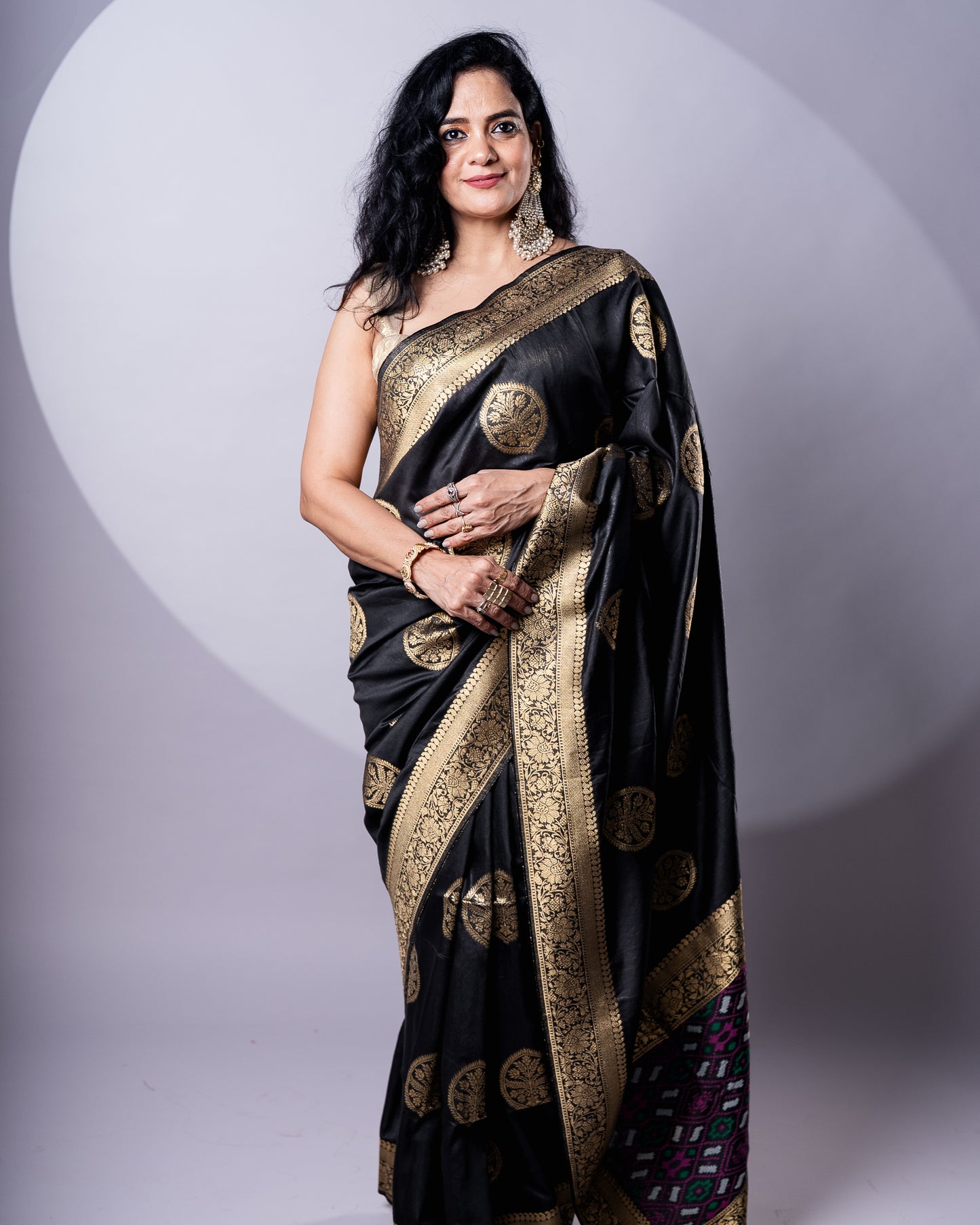 Black Cellulose Silk Saree