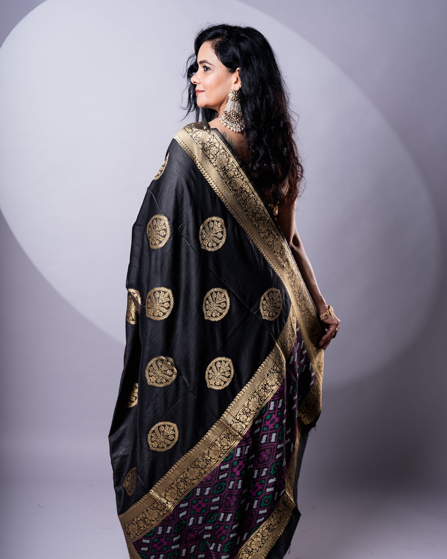 Black Cellulose Silk Saree
