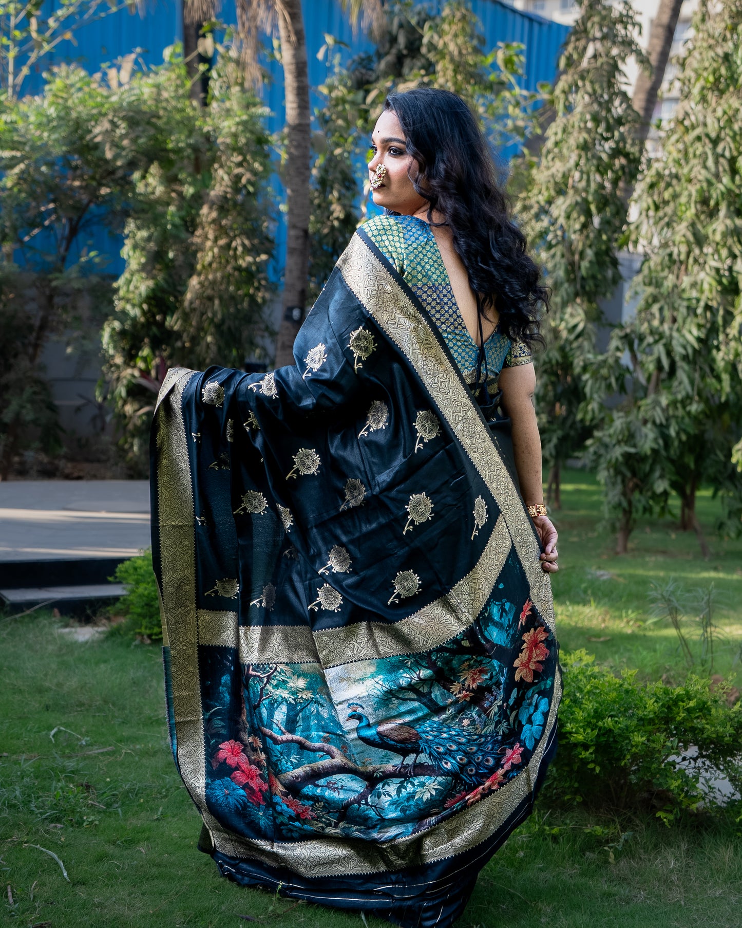 Black Mayuri Saree