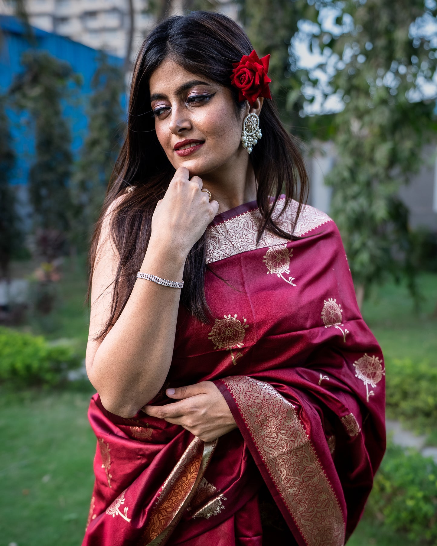 Maroon Mayuri Saree