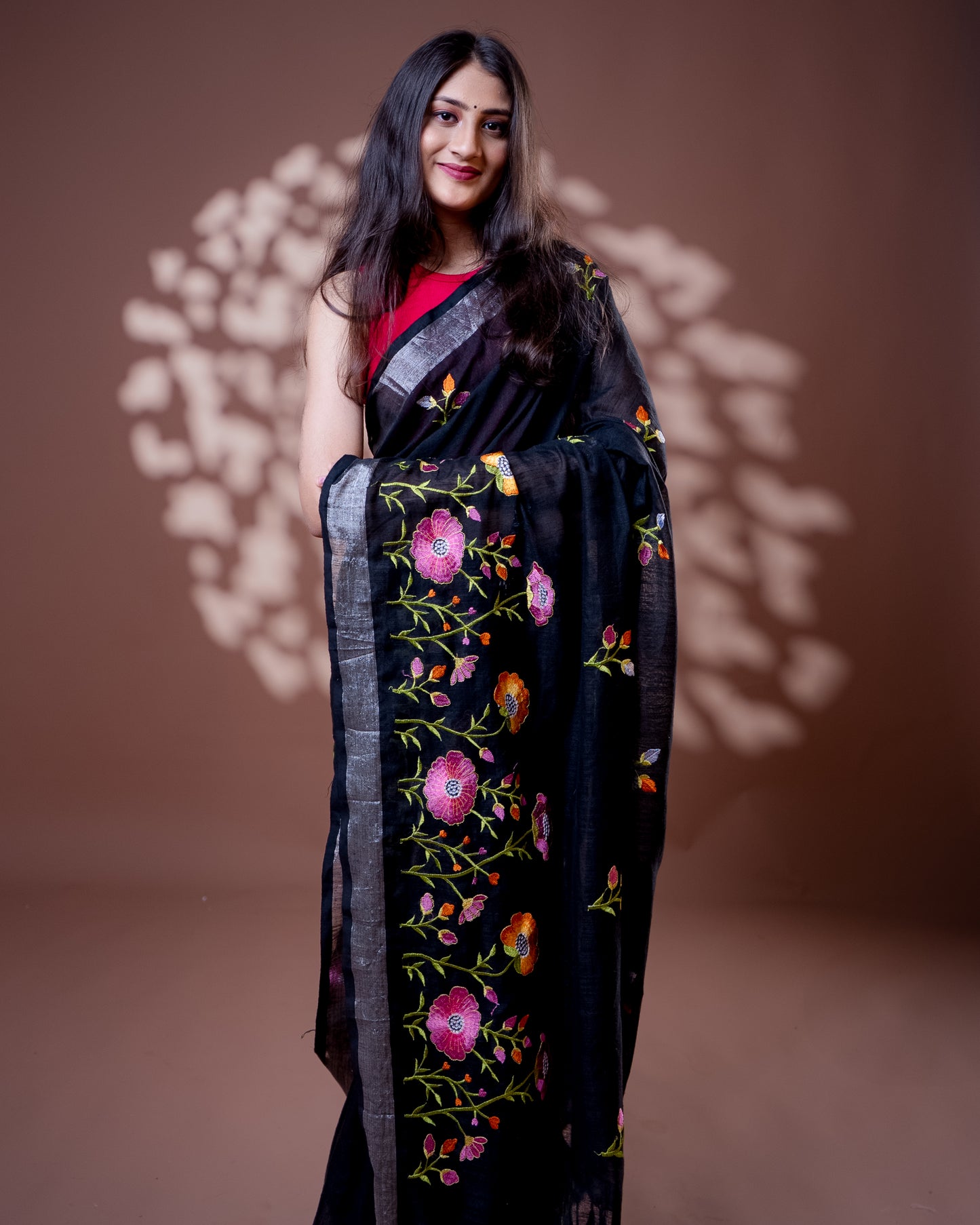 Black Handloom Cotton Silk Saree