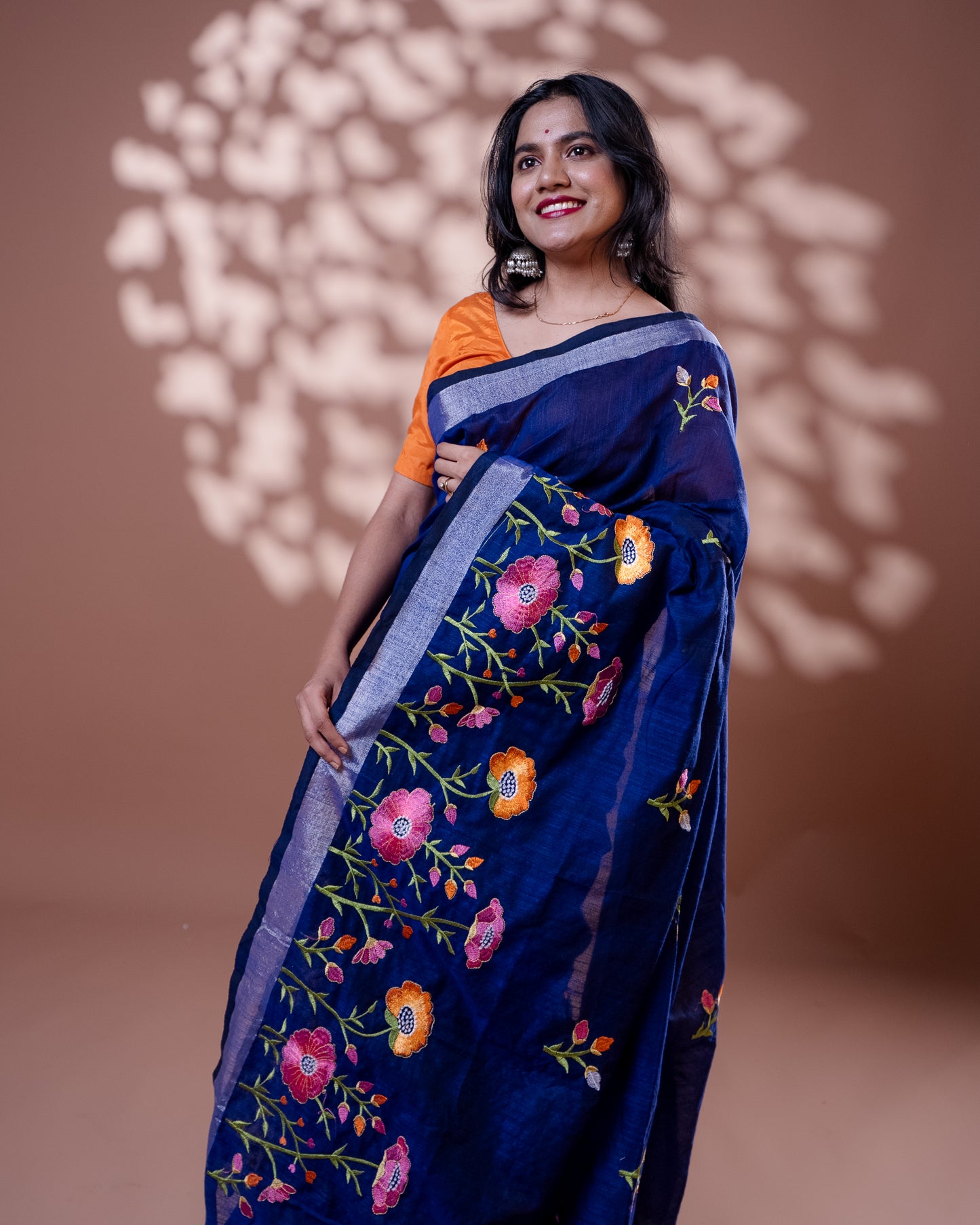 Deep blue Handloom Cotton Silk Saree
