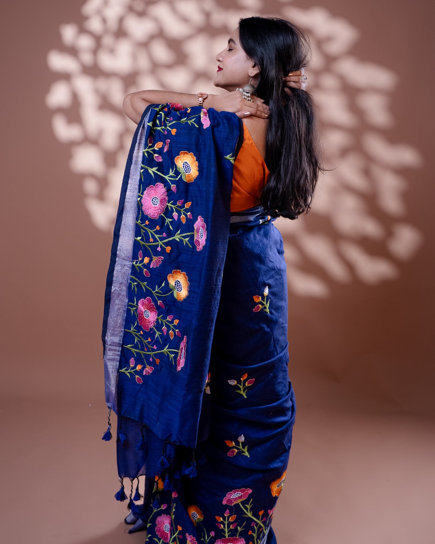 Deep blue Handloom Cotton Silk Saree