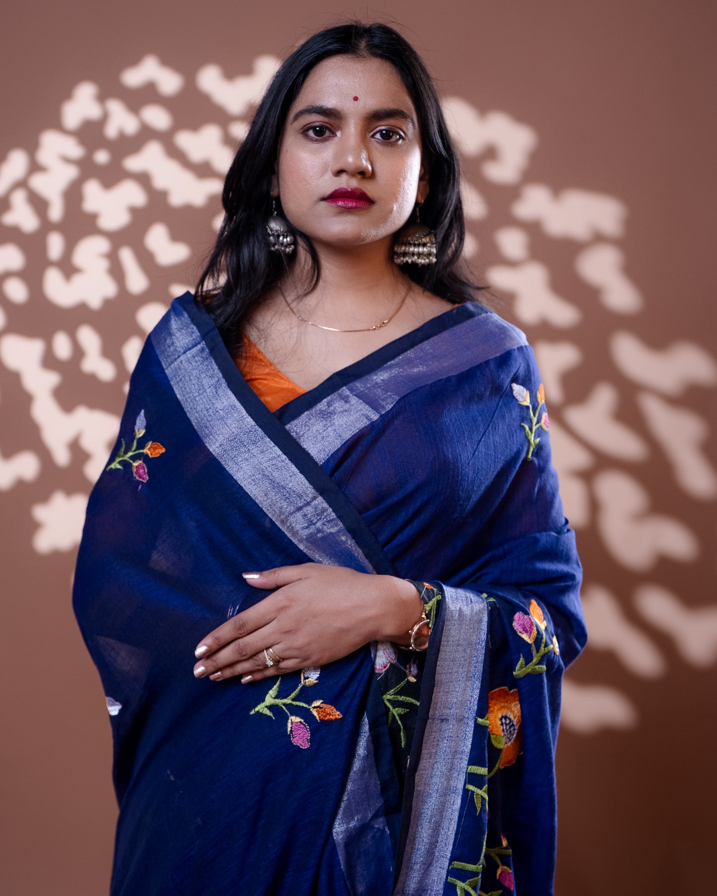 Deep blue Handloom Cotton Silk Saree
