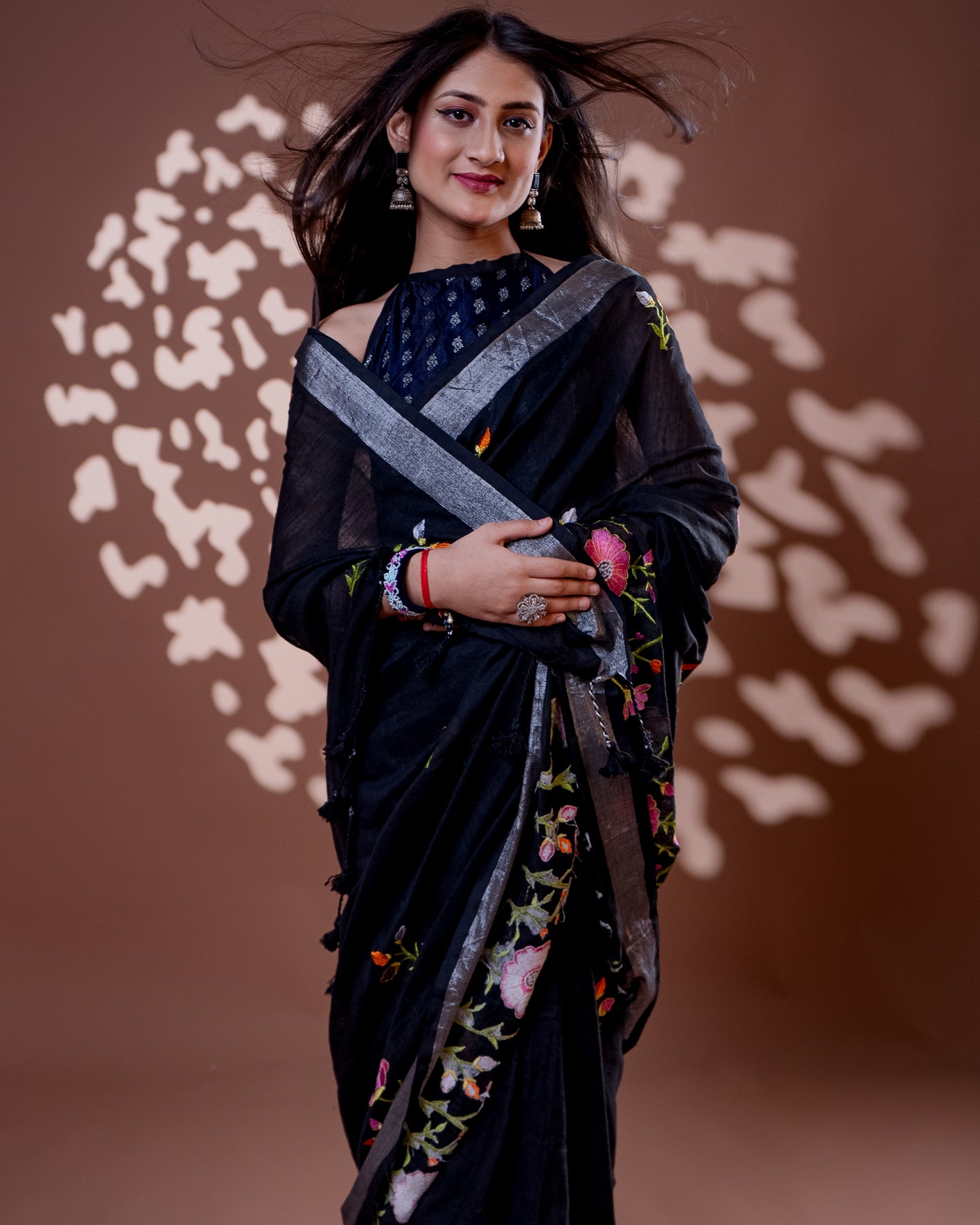 Black Handloom Cotton Silk Saree