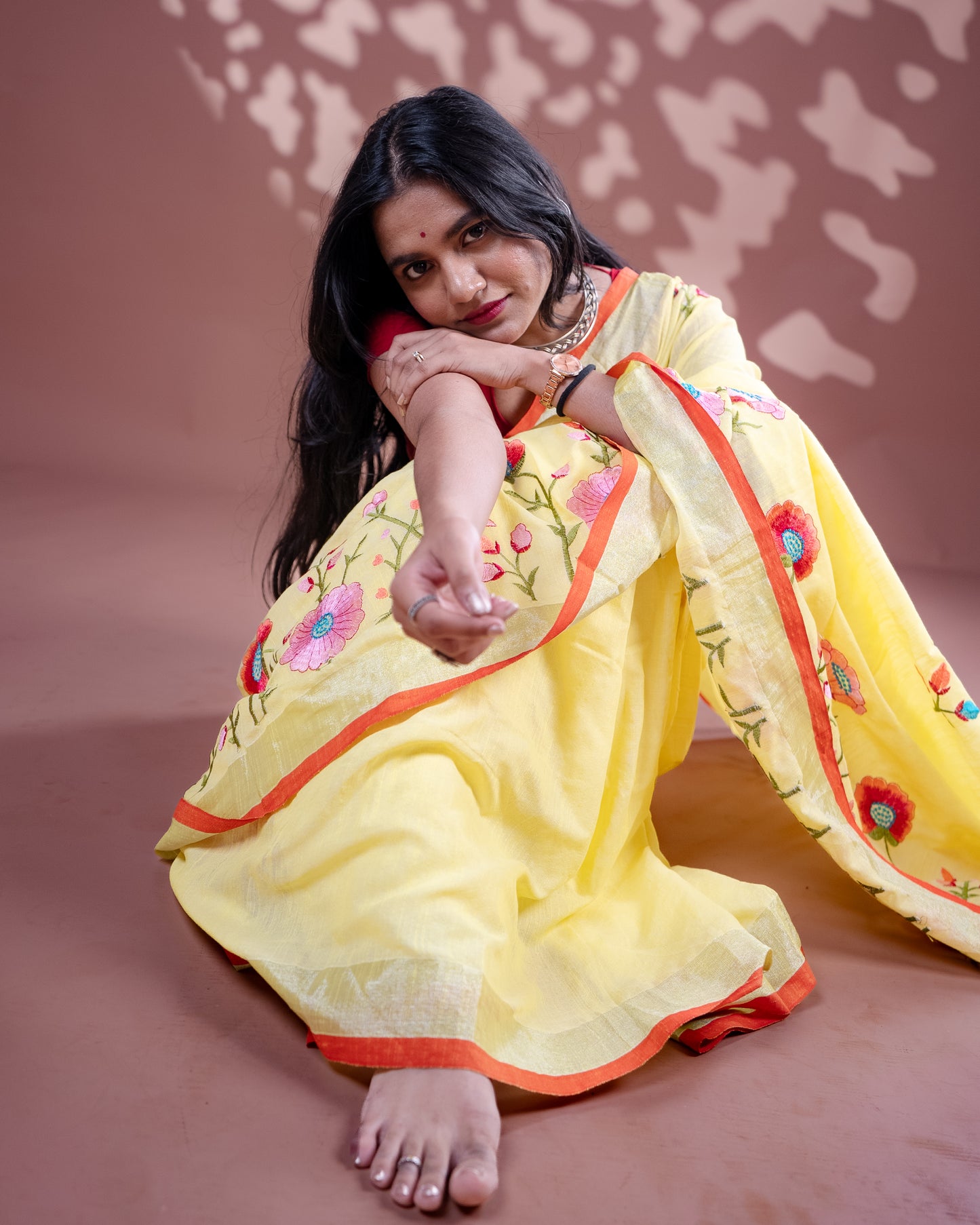 Yellow Handloom Cotton Silk Saree