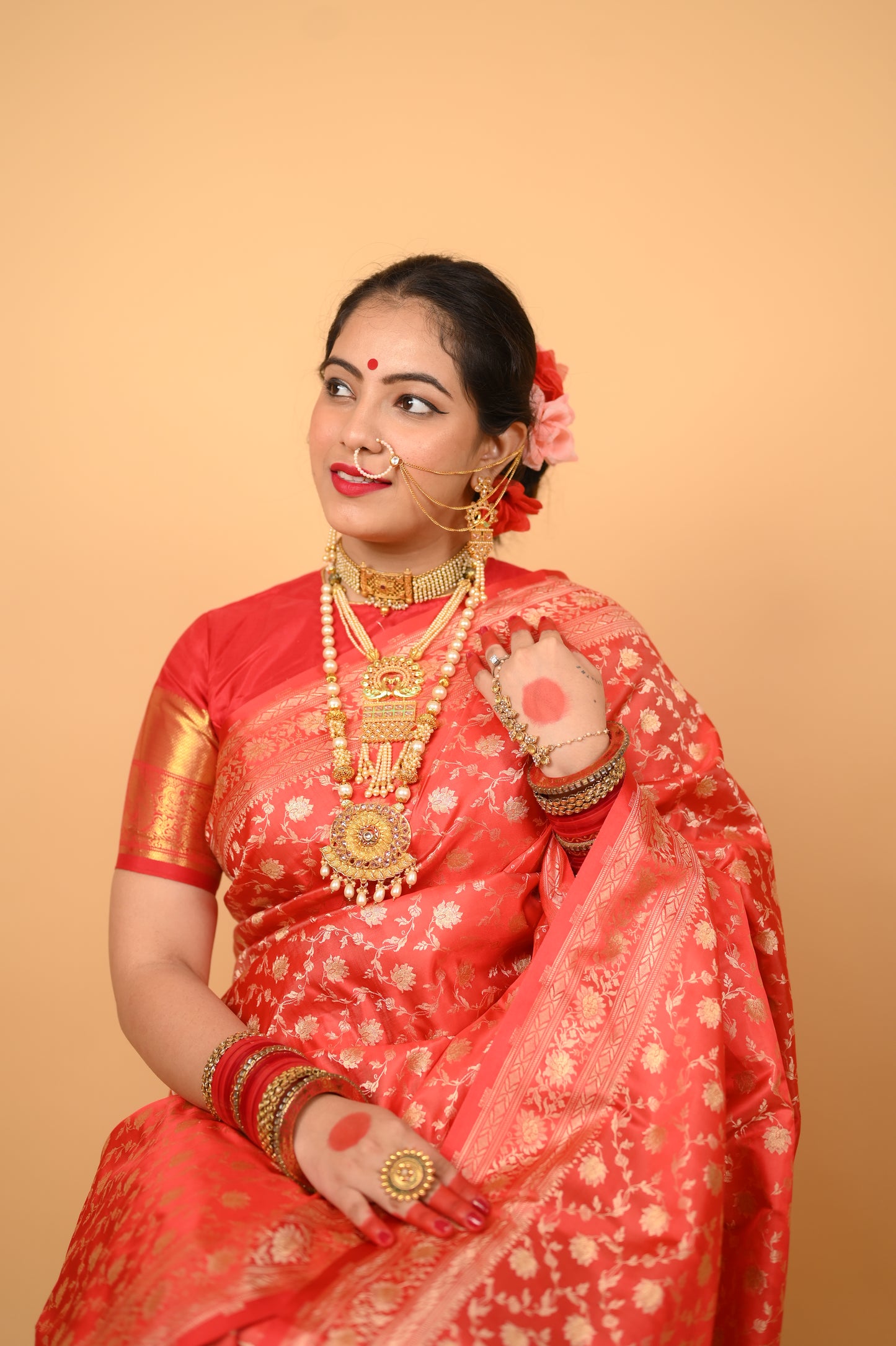 Red Pure Tanchui Katan Silk Saree