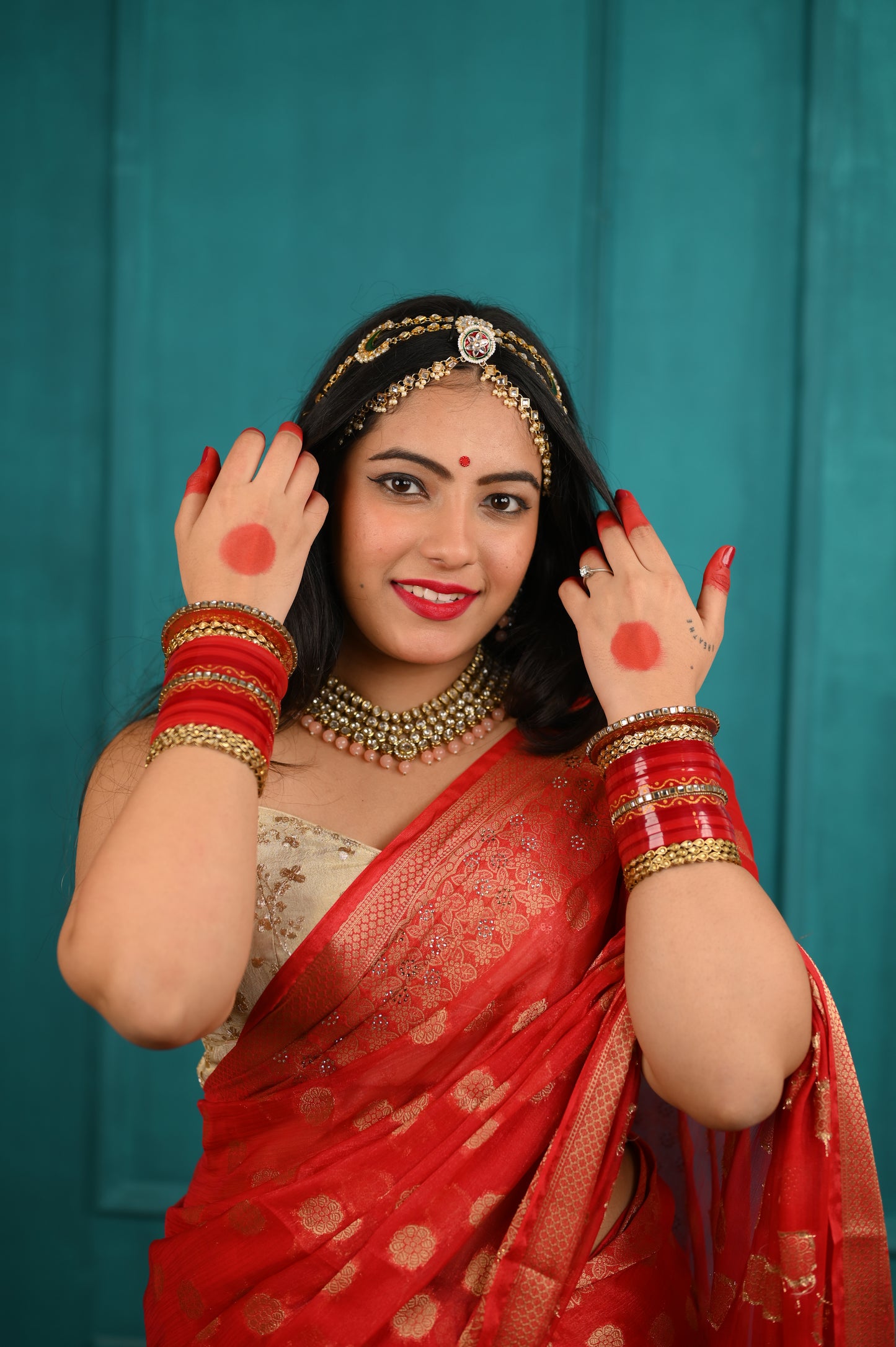 Red Vibrant silk saree