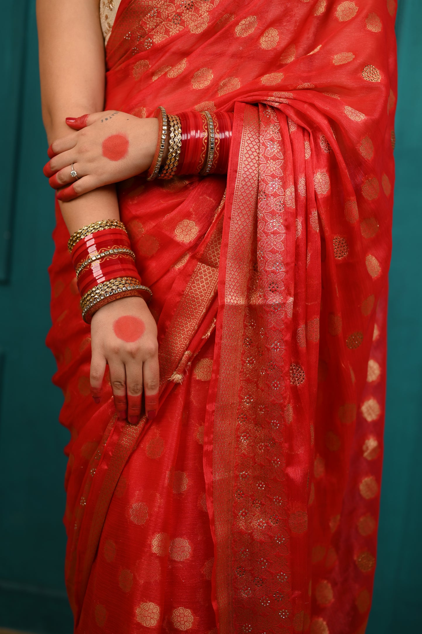 Red Vibrant silk saree