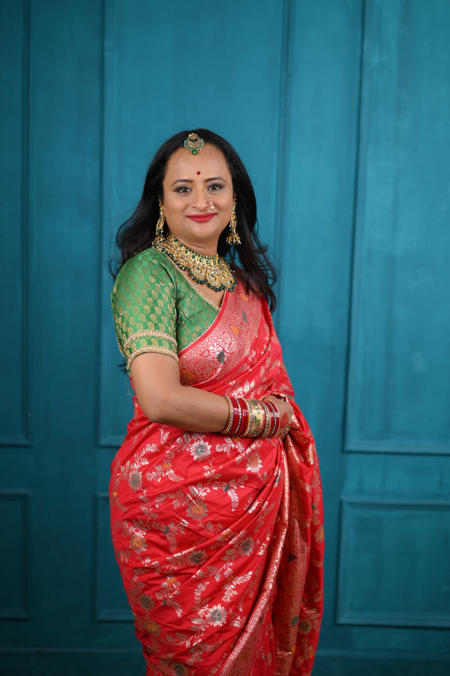 Red Banarasi Dola Saree