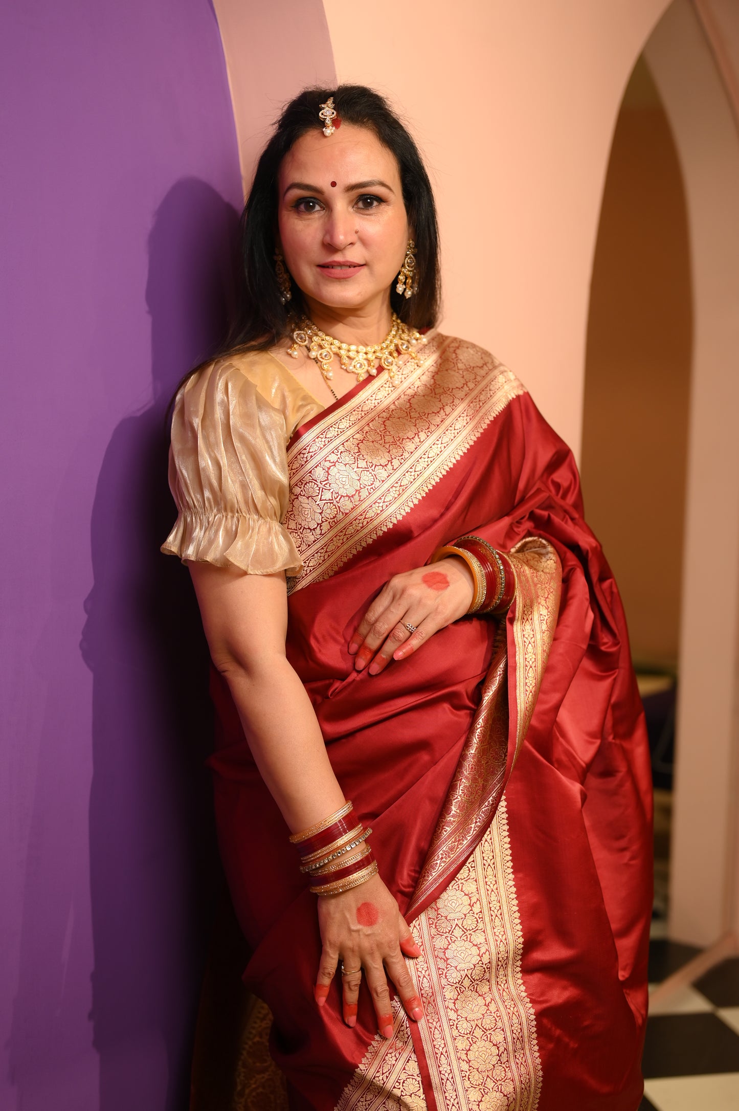 Red pure Banarasi Katan