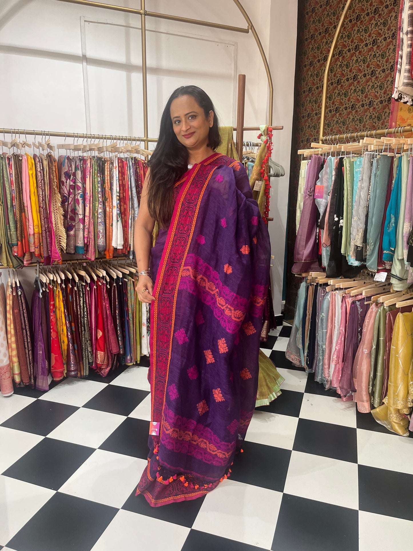Jamdani Linen purple