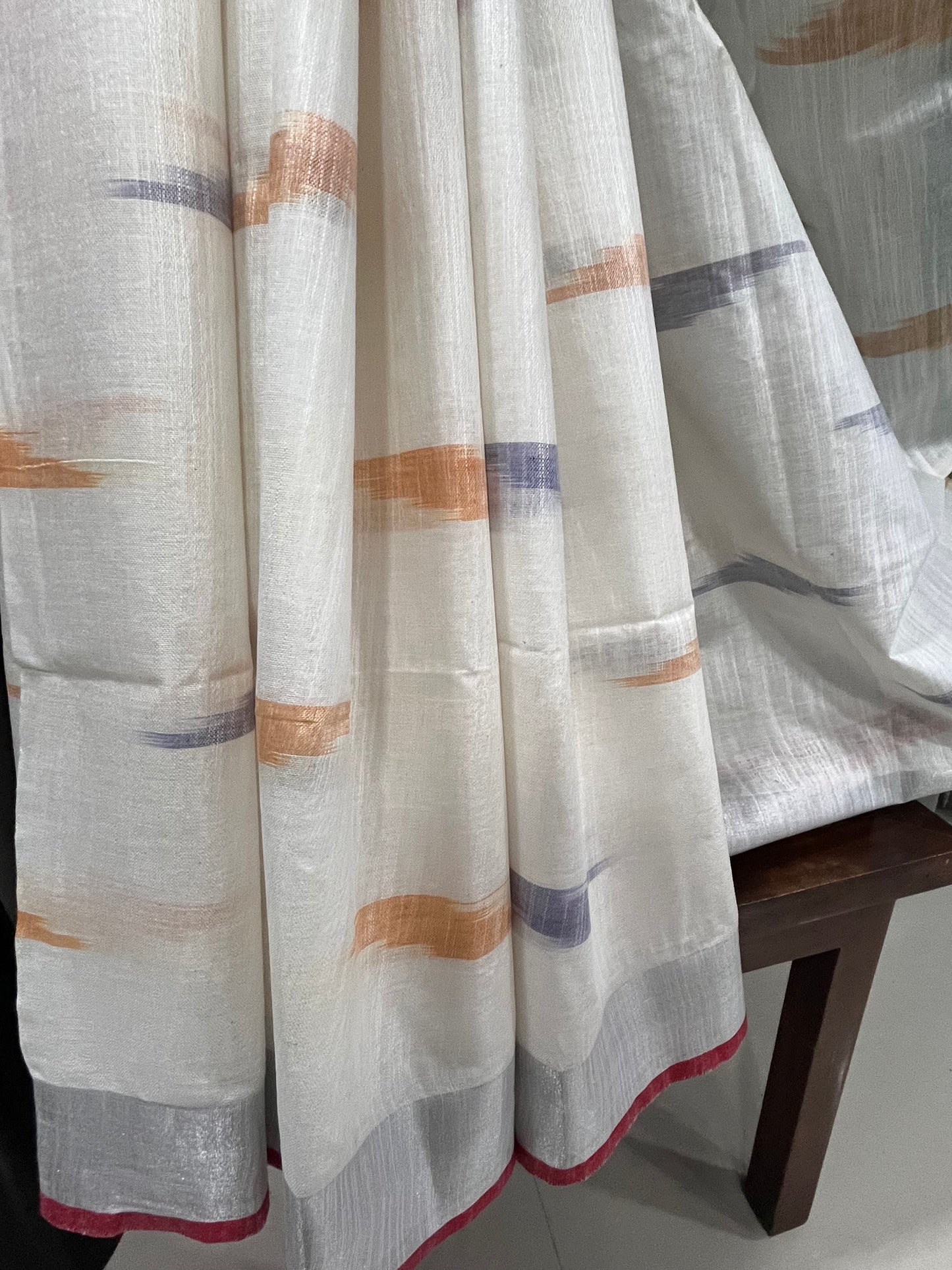 Pure Cotton Ikhat White and Blue Saree