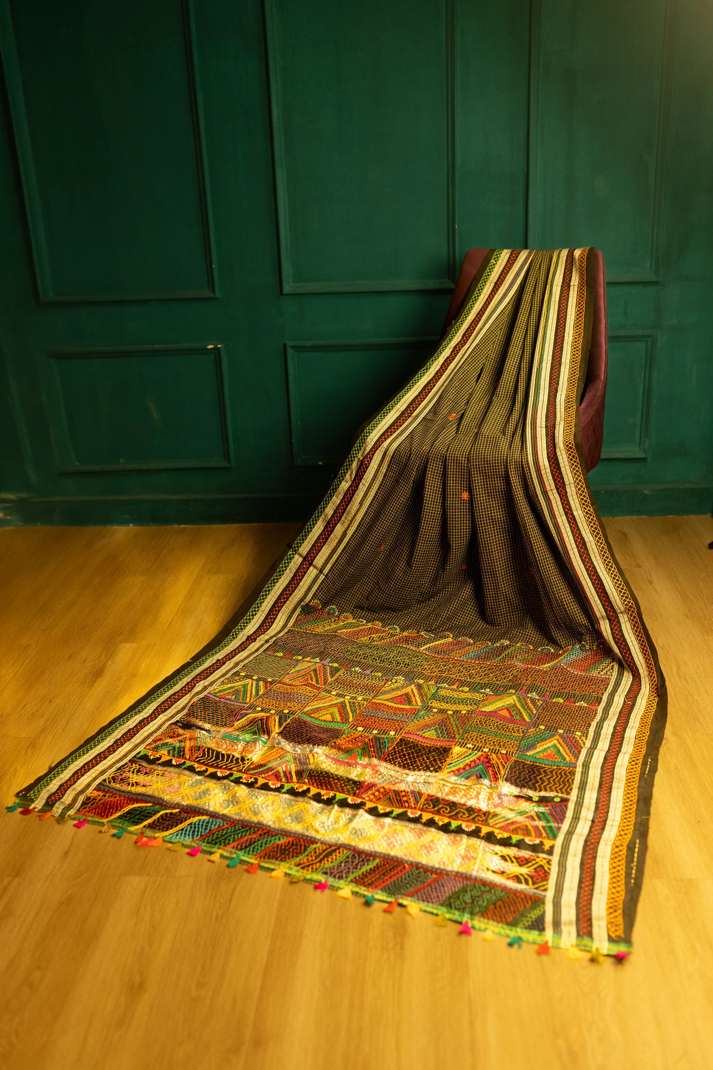 Coffee Brown Lamani Trible Handwork Saree