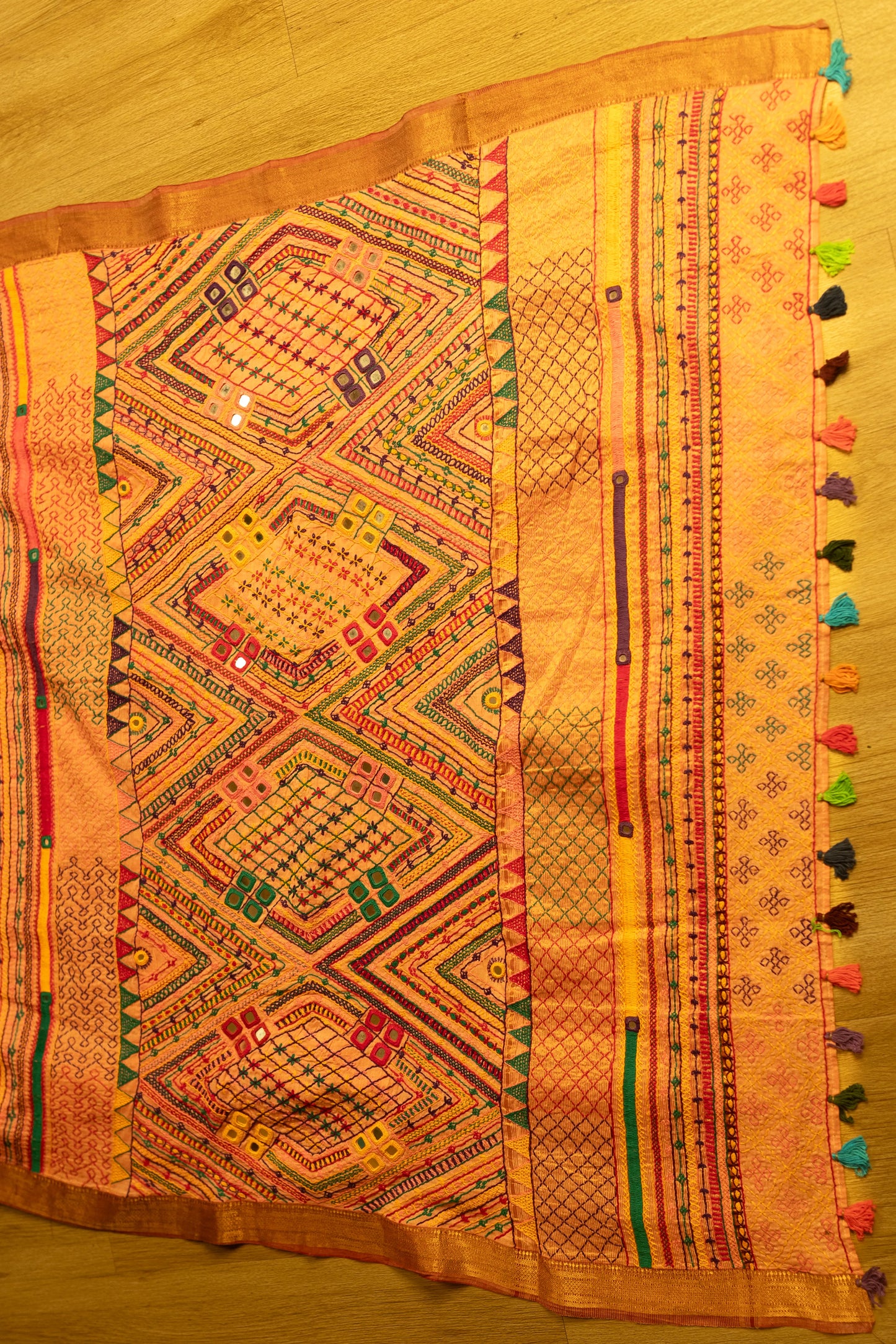 Mustard Yellow Lamani Tribal Handloom Cotton Saree