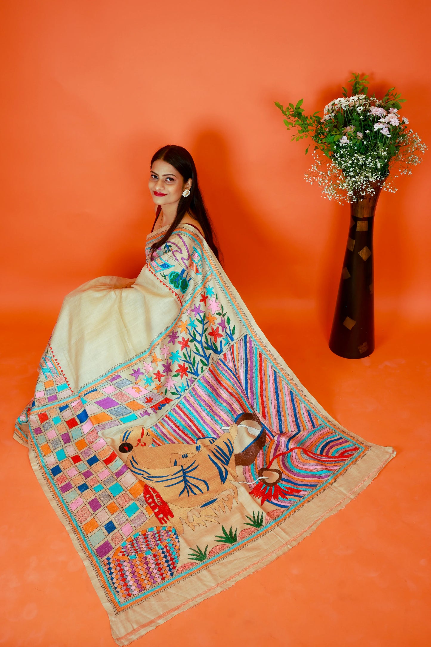 Pure Kantha Tussar Silk