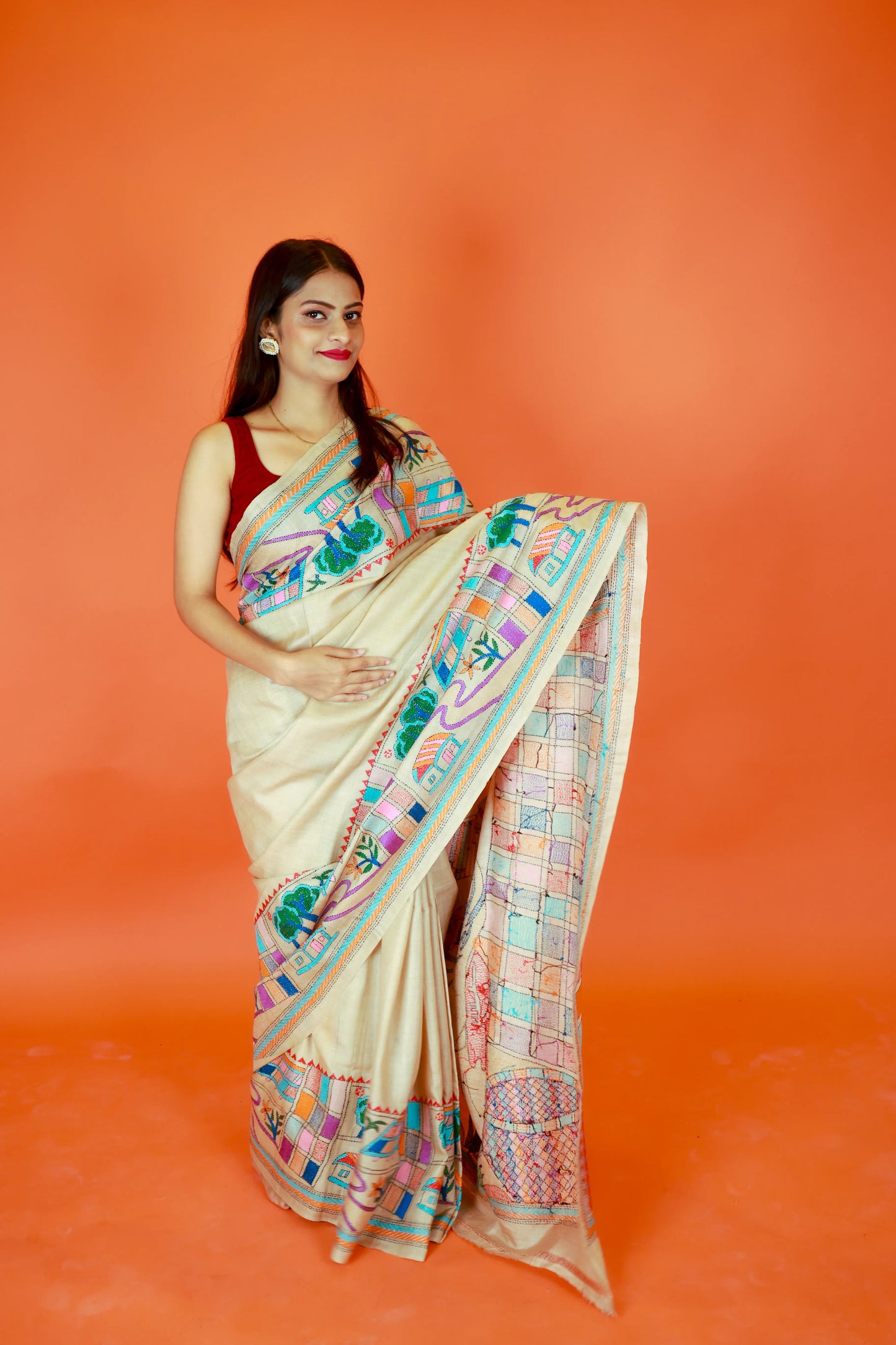Pure Kantha Tussar Silk