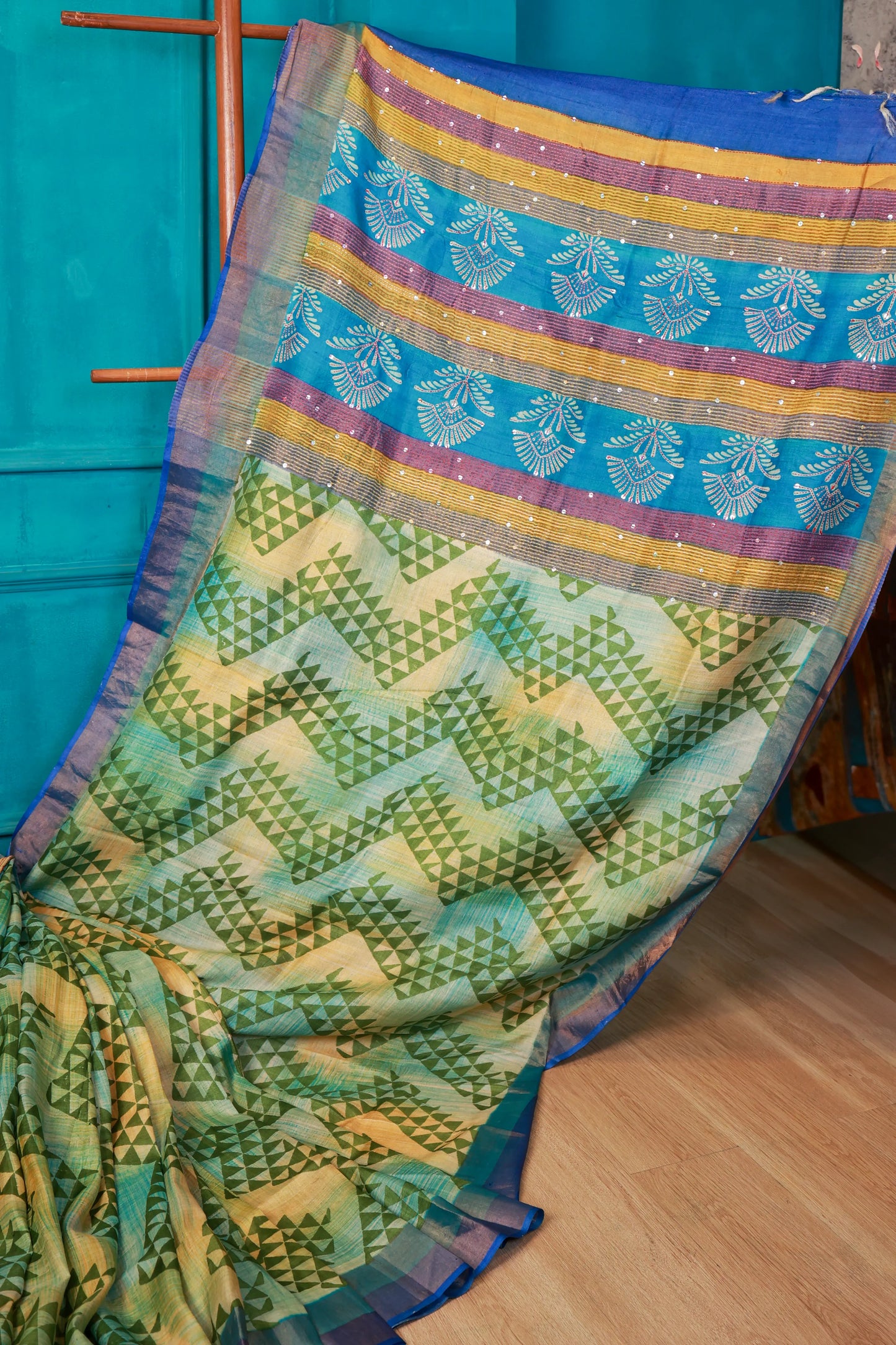 Tussar Kantha Multi Colour