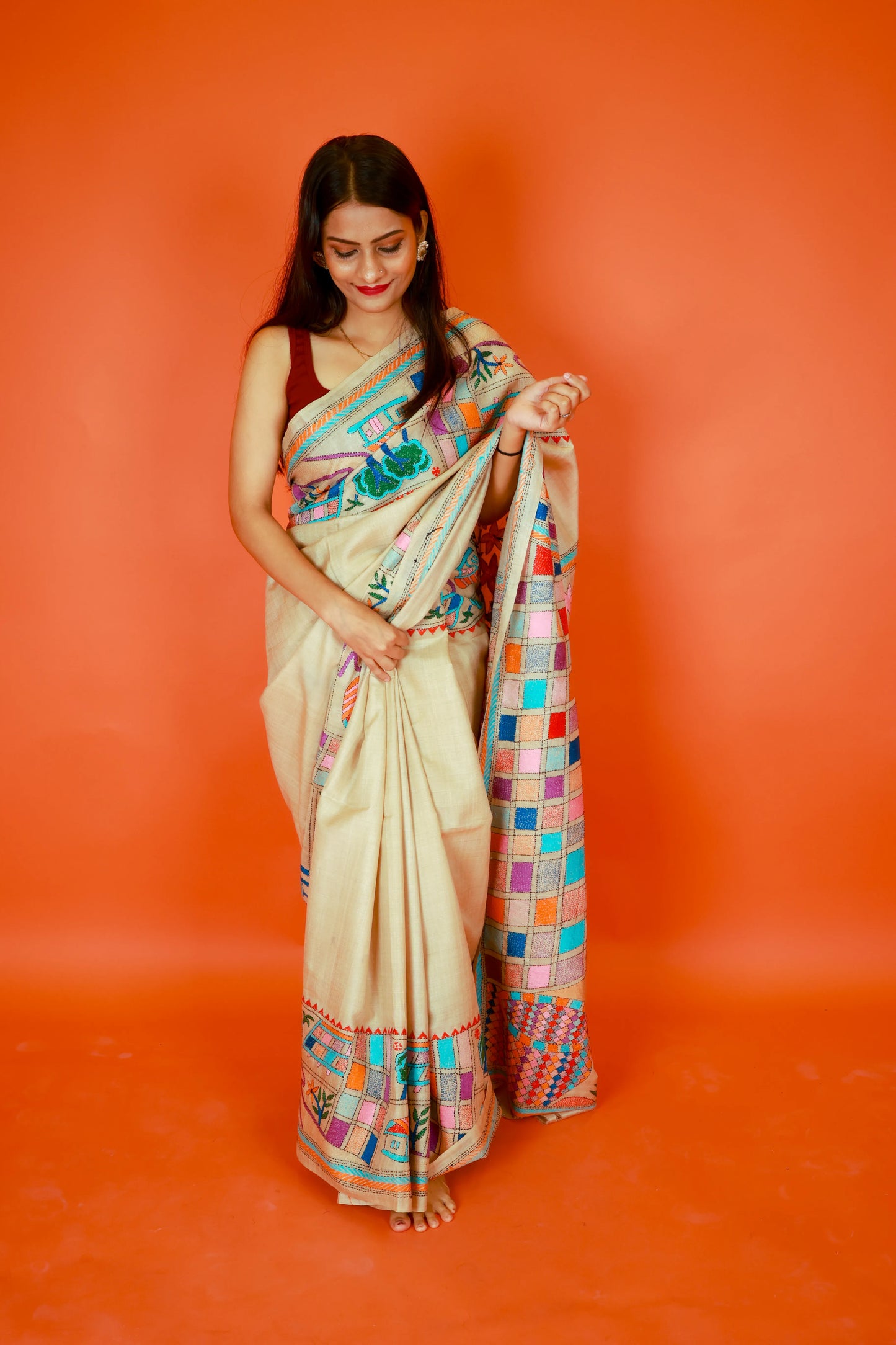 Pure Kantha Tussar Silk