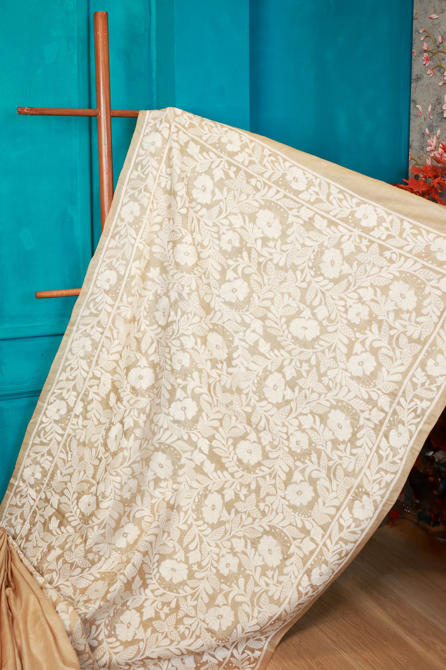 Tussar Kantha Baige Colour