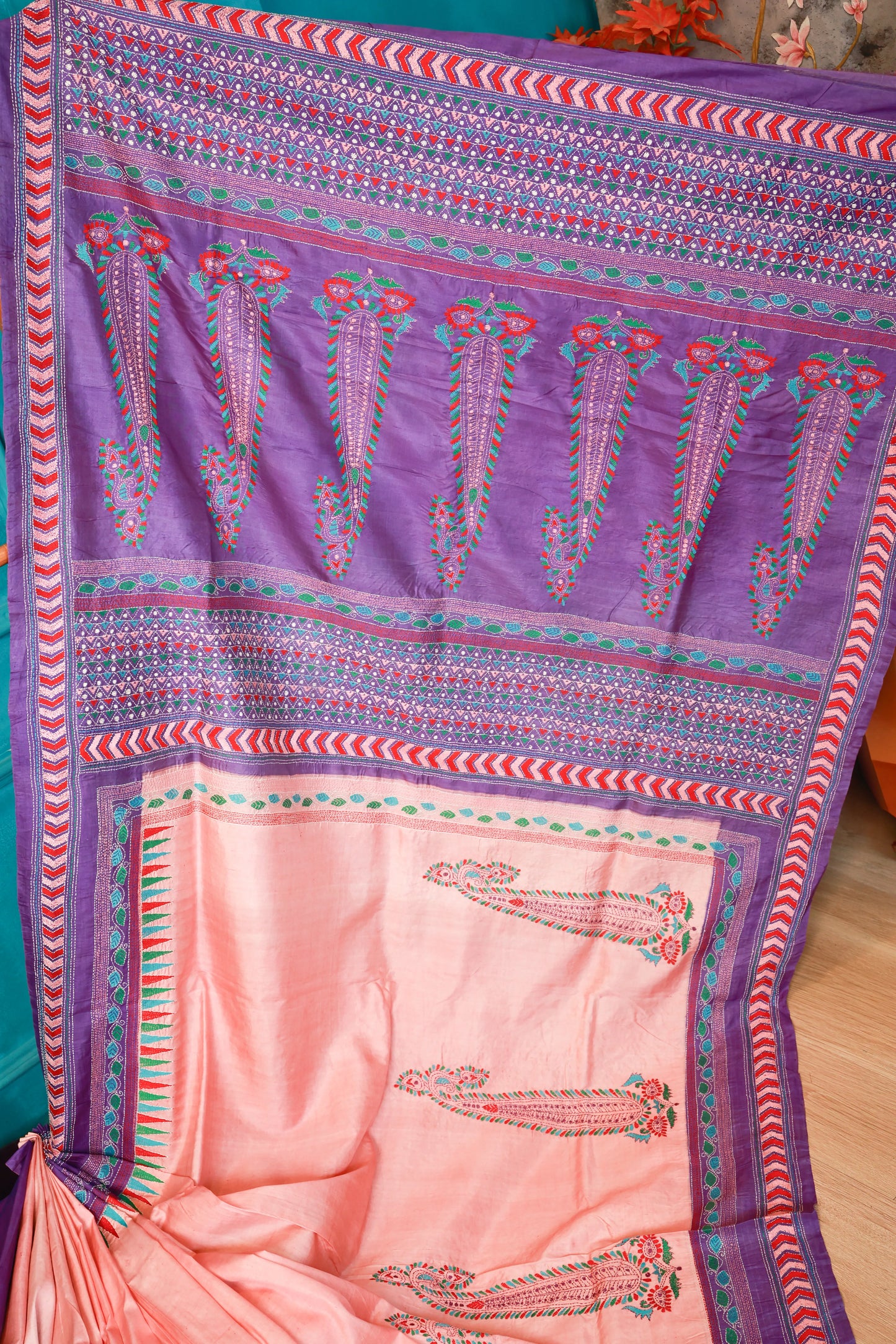Pink & Purple Kantha Stitch