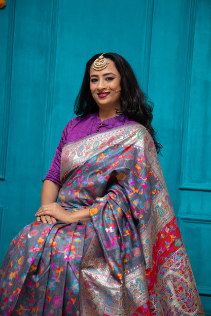 Grey Tshmina Saree