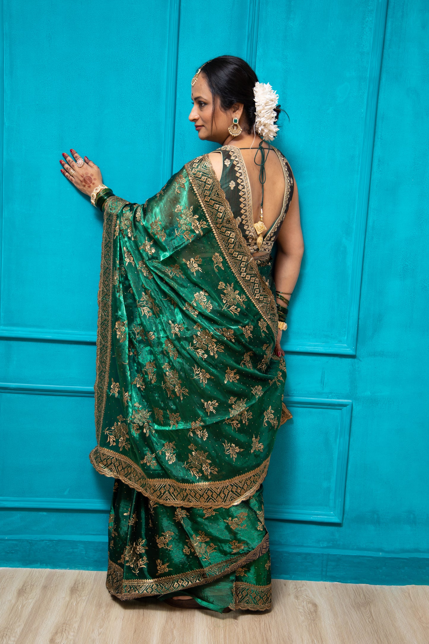Green Burberry Saree