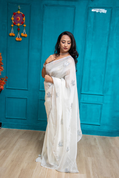 White Cocktail Saree