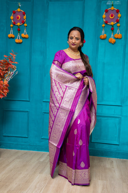 Purple Silk Katan Saree