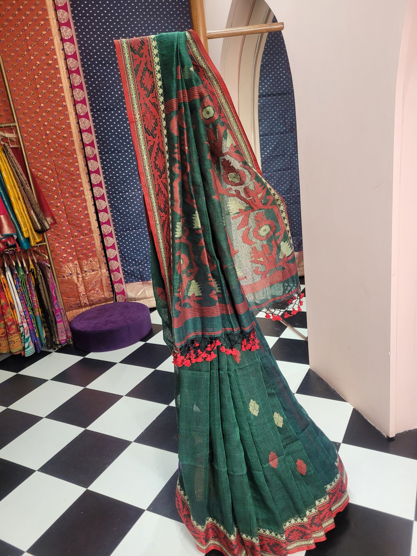 Jamdani Linen Green