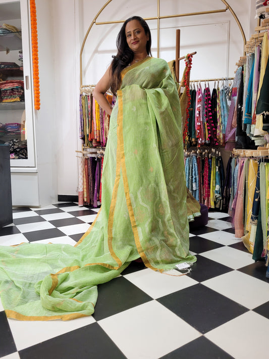 Jamdani Linen Fresh Green