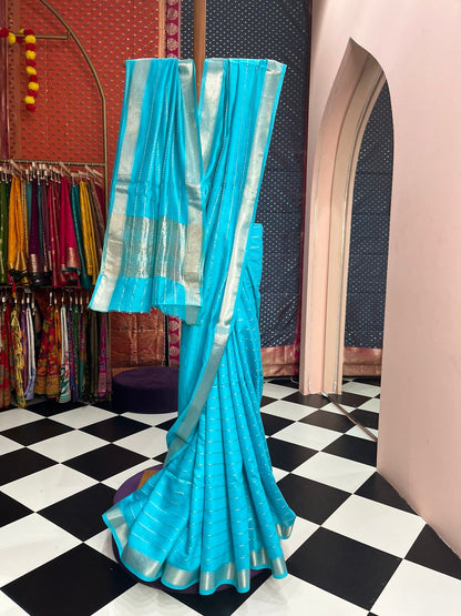 Art Maheshwari Silk Firozi