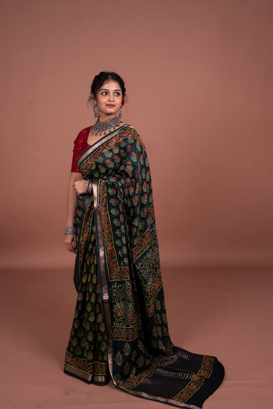 Crepe Silk Black Saree