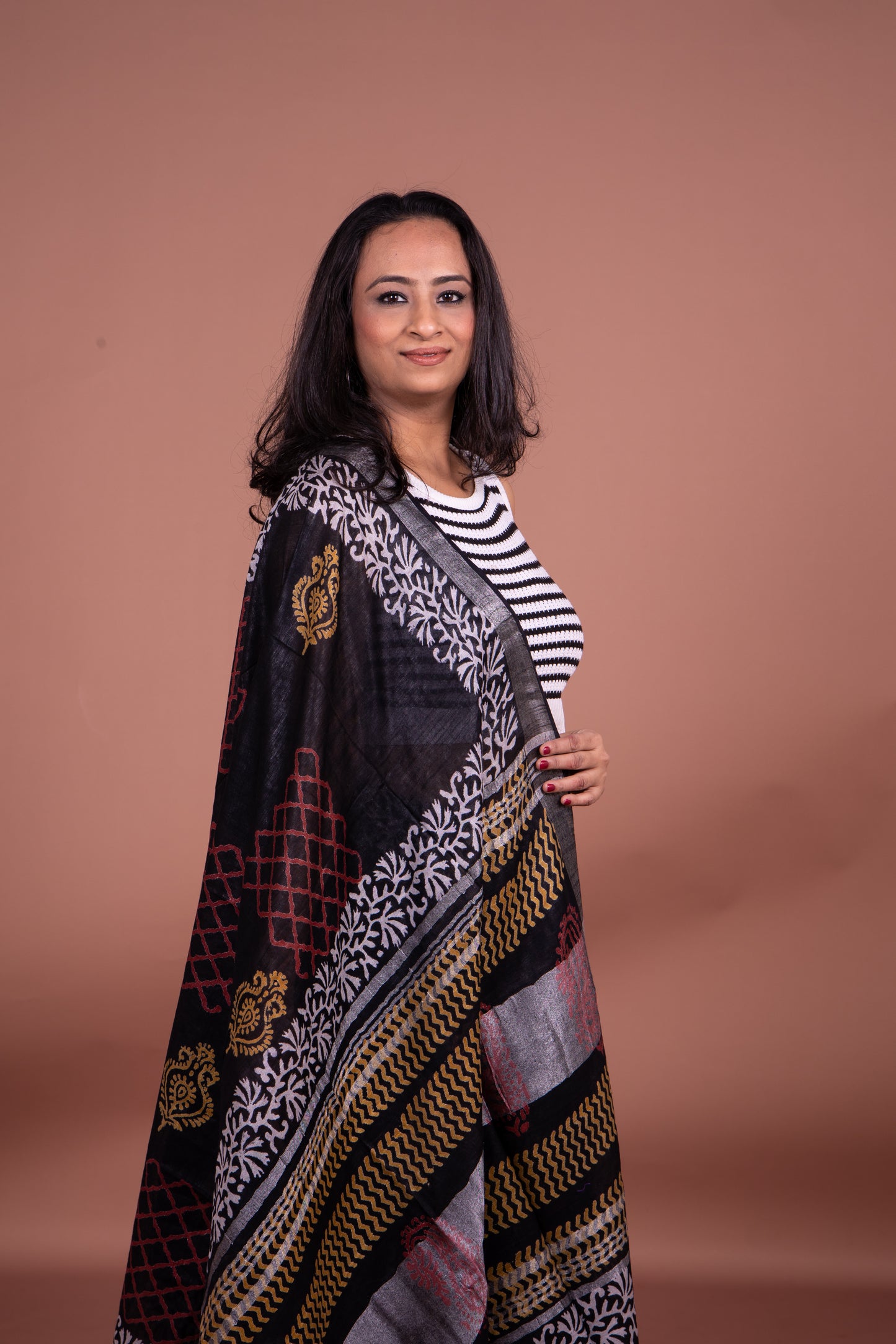 Black and White Saree