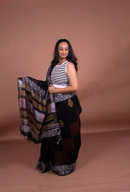 Black and White Saree