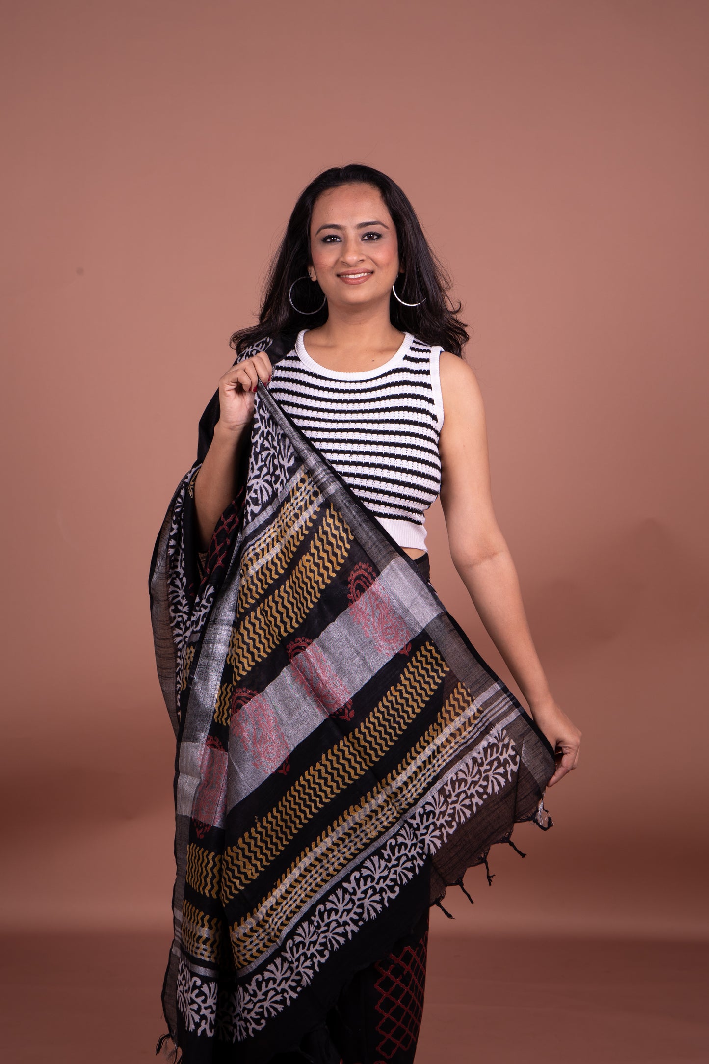 Black and White Saree