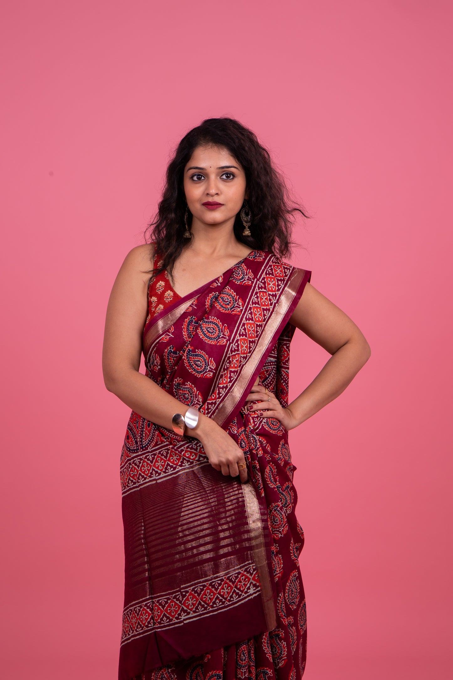 Crepe Silk Maroon Saree