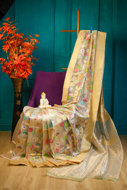 The RoyalPure Banarasi Designer Handloom Tissue Saree