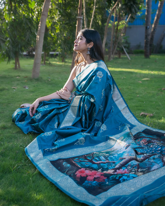 Peacock colour Mayuri Saree
