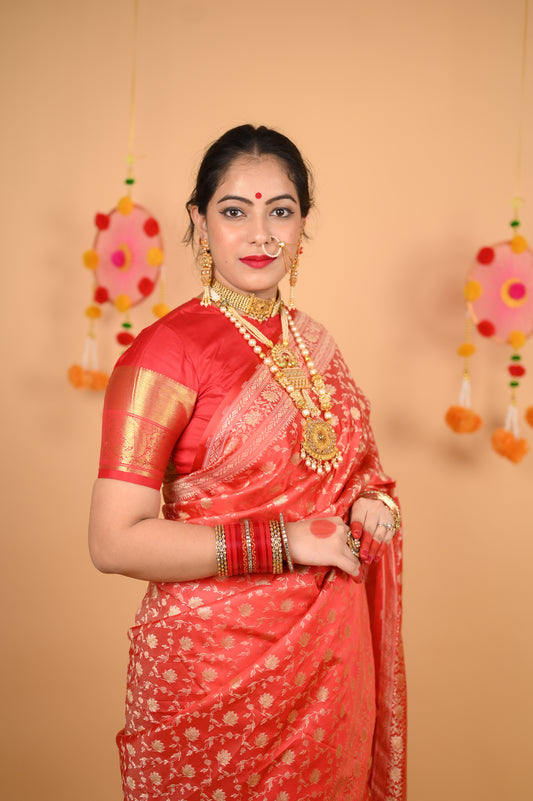 Red Pure Tanchui Katan Silk Saree