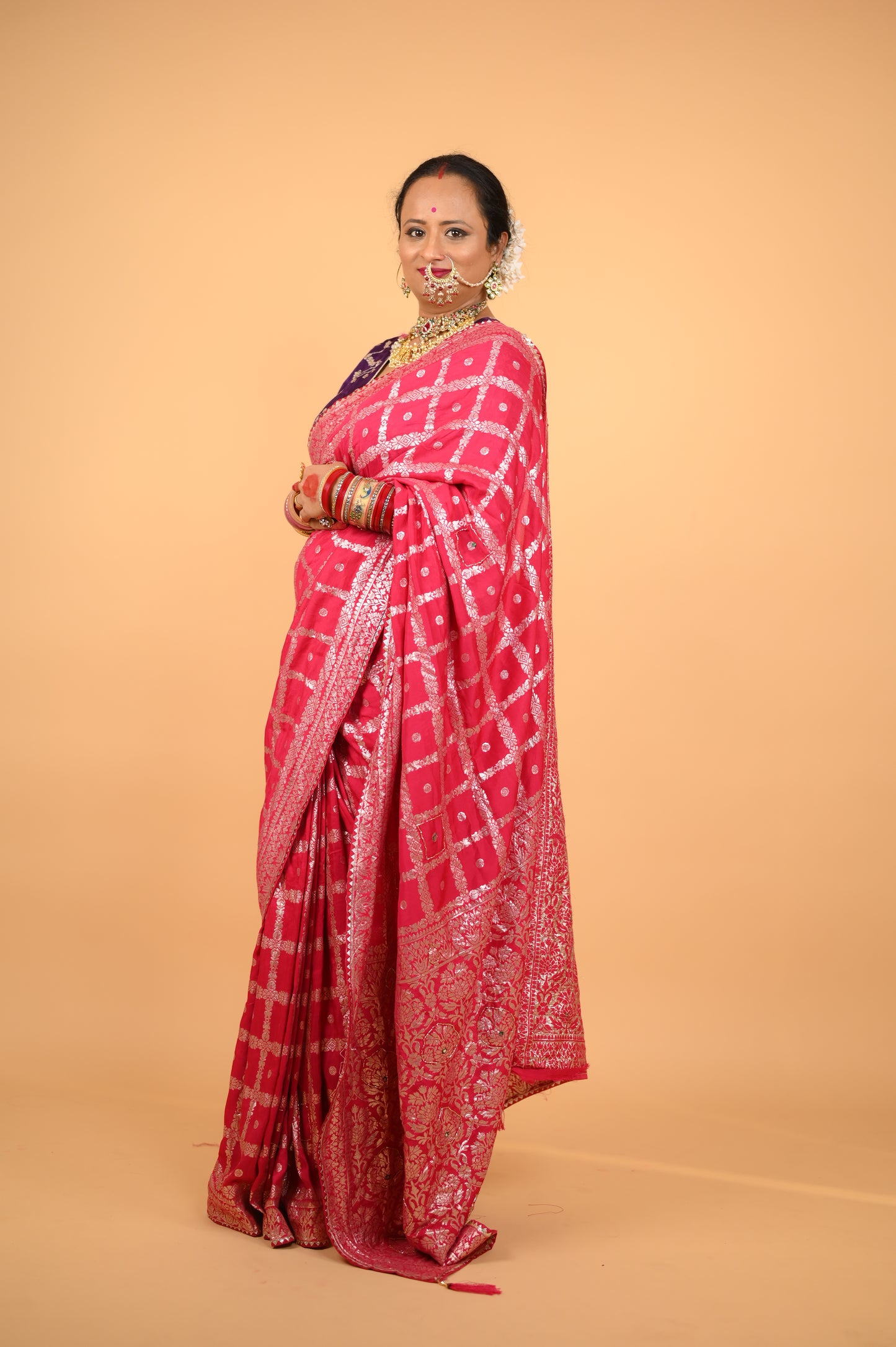Red Dola Silk Saree