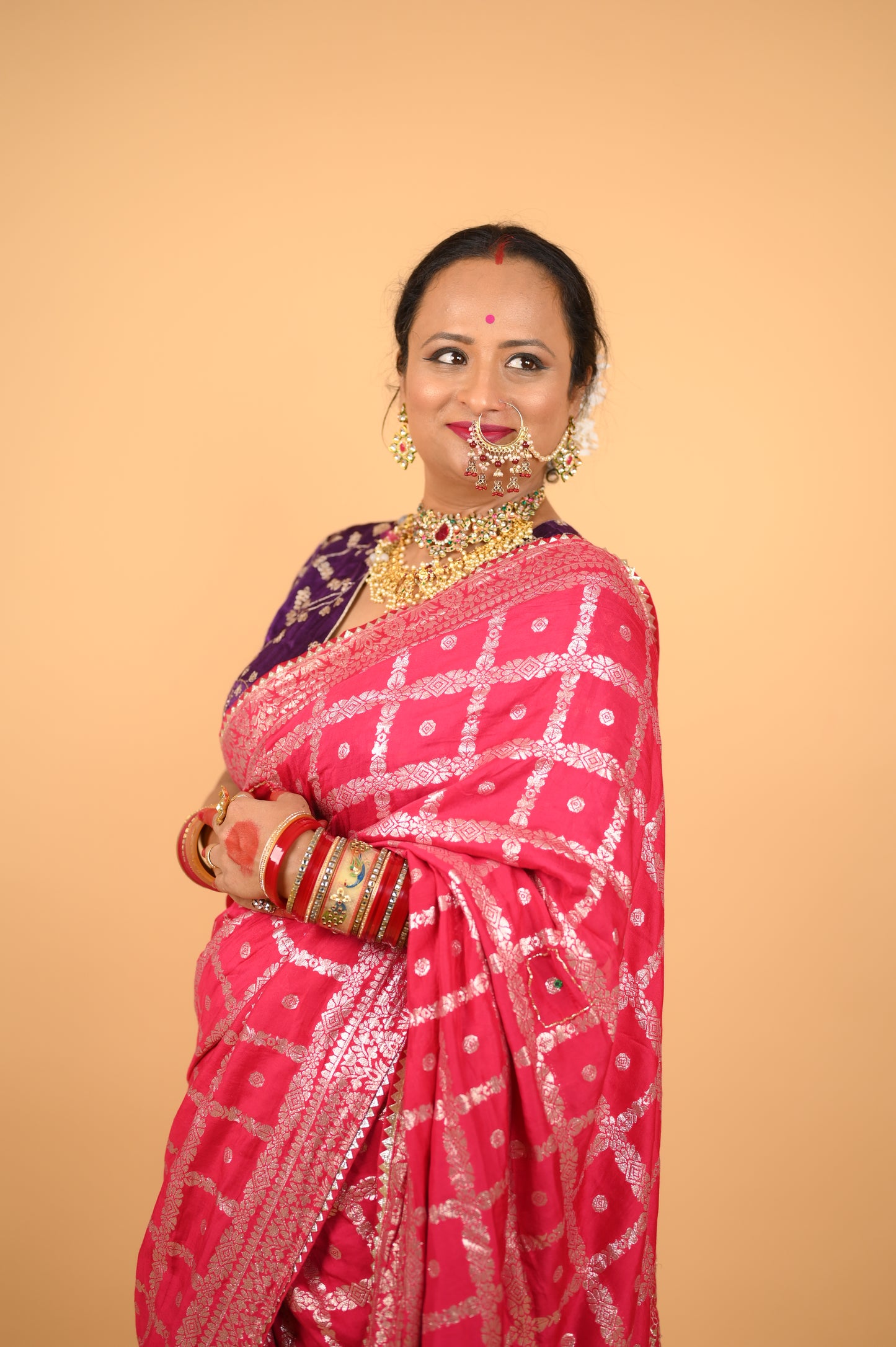 Red Dola Silk Saree